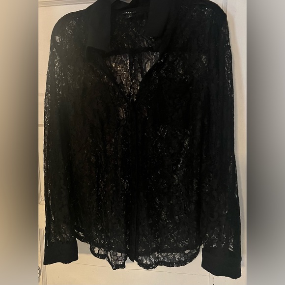 torrid Tops - Torrid:Sheer Lace Button Down